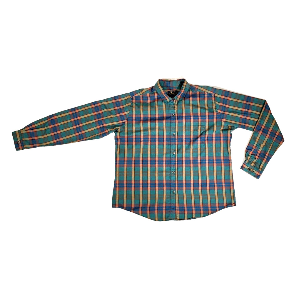 Par Four Sporting Collection Womens Sz 16 Long Sleeve Green Blue Red Plaid Shirt